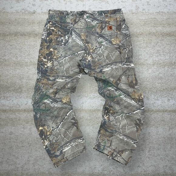 Vintage 90s Realtree Carhartt Carpenter Pants 40x30 Baggy Hunting Camo Cotton